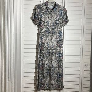 OFF/ON Luxe Blue and Gray Floral Midi Dress